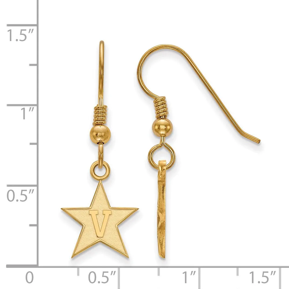 Sterling Silver w/GP Vanderbilt University Small Dangle Earrings