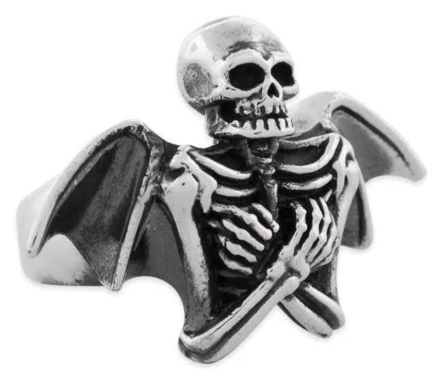 Sterling Silver Winged Skeleton Ring