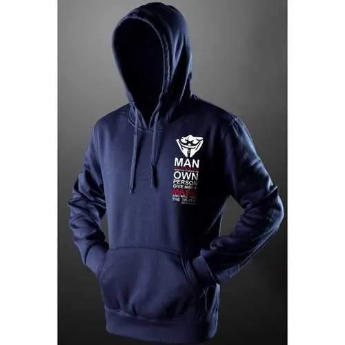 Stylish Drawstring Hooded 3D V for Vendetta Figure Print Front Pocket Long Sleeves Hoodie For Men - Cadetblue 2xl