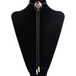 Stylish Retro Flower Design Bolo Tie Necklace - Black
