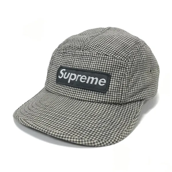Supreme Vintage Houndstooth 6 Panel Box Logo Camp Cap