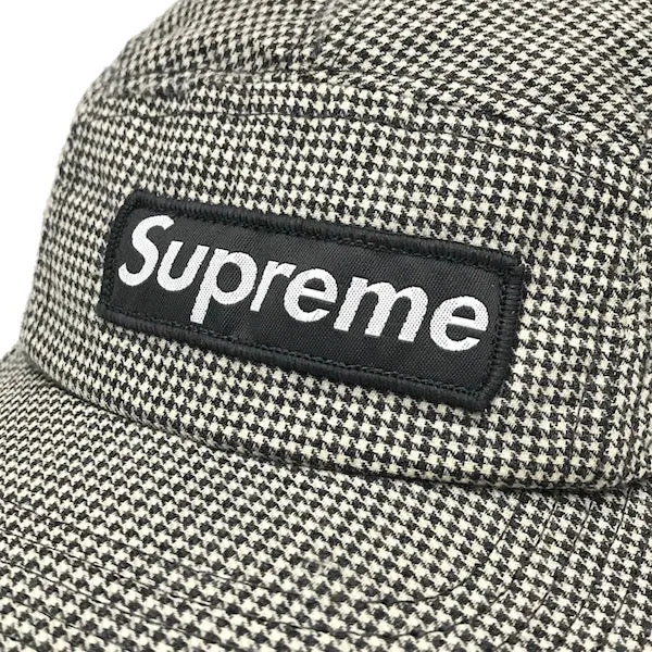 Supreme Vintage Houndstooth 6 Panel Box Logo Camp Cap