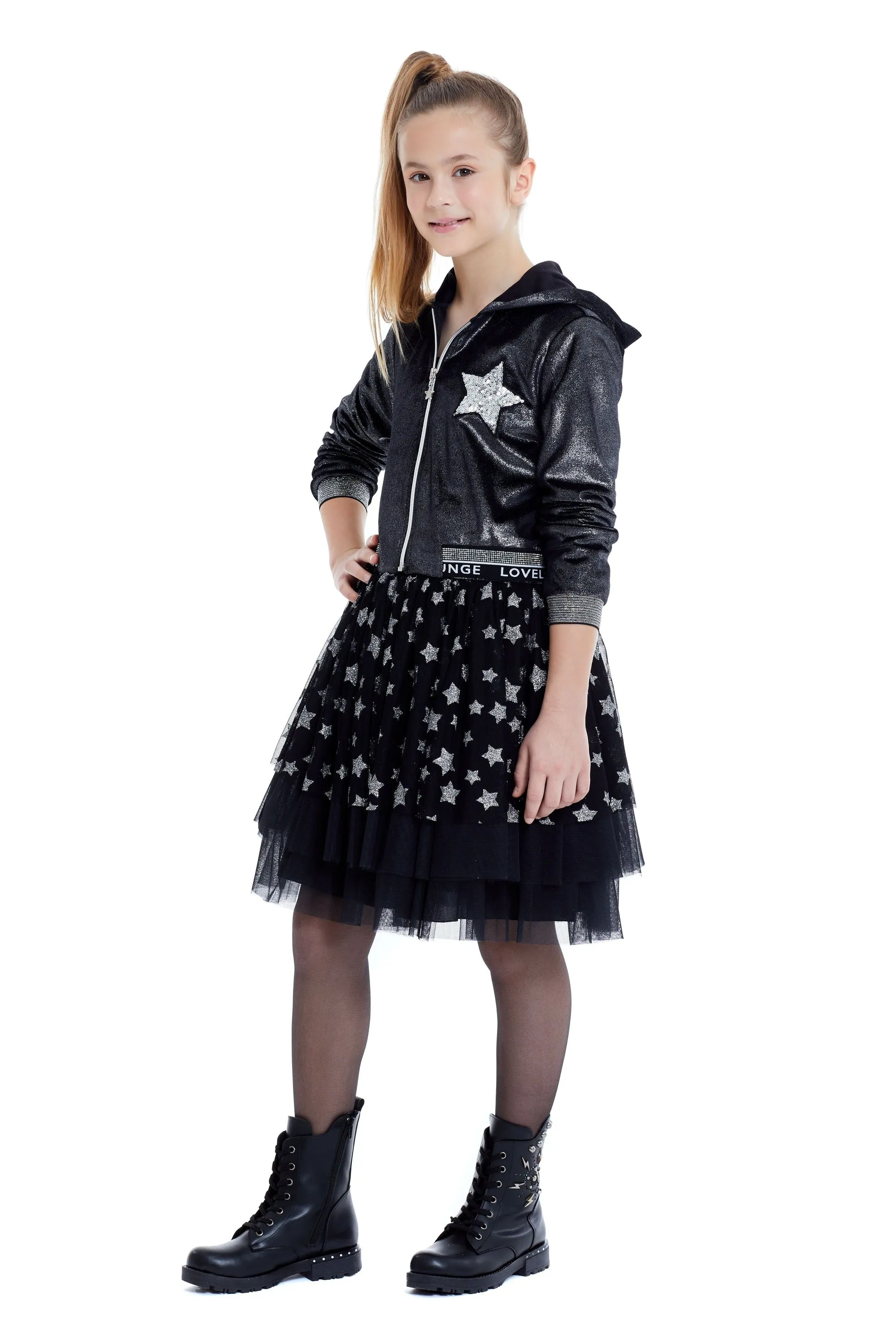 Teen Girl Outfit Velvet Bomber and Tulle Skirt
