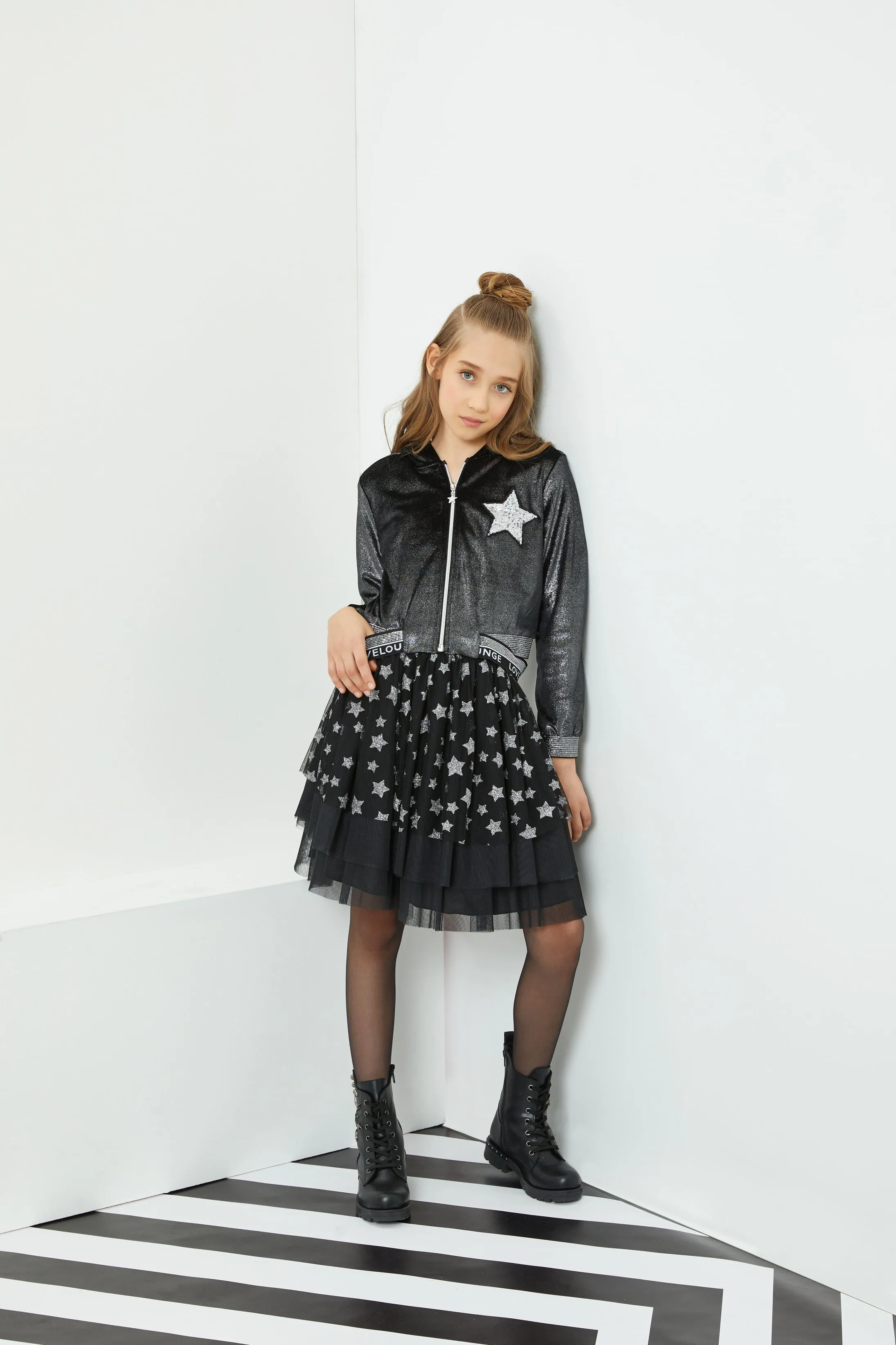 Teen Girl Outfit Velvet Bomber and Tulle Skirt