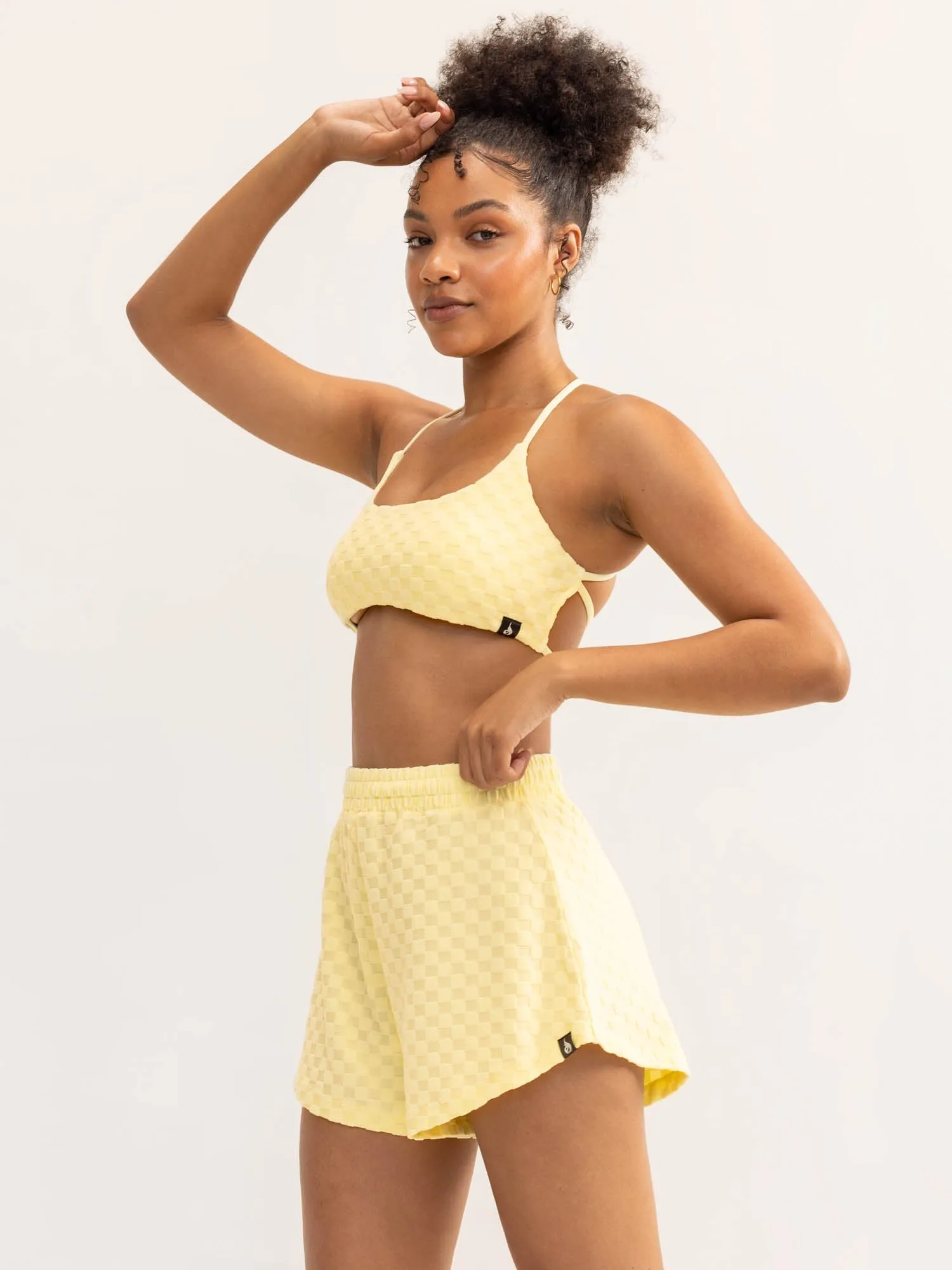 Terry Towelling Sports Crop - Lemon