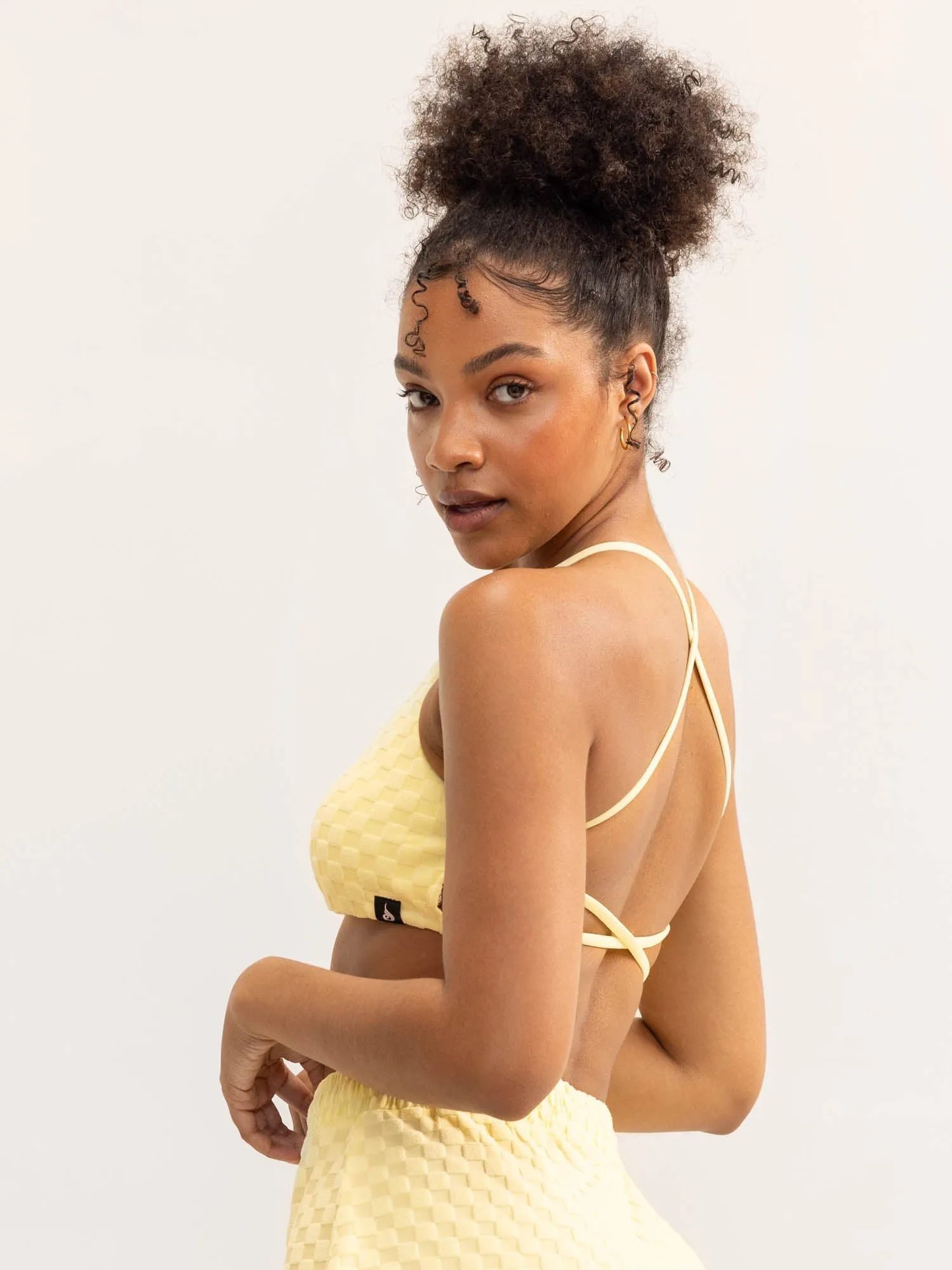 Terry Towelling Sports Crop - Lemon