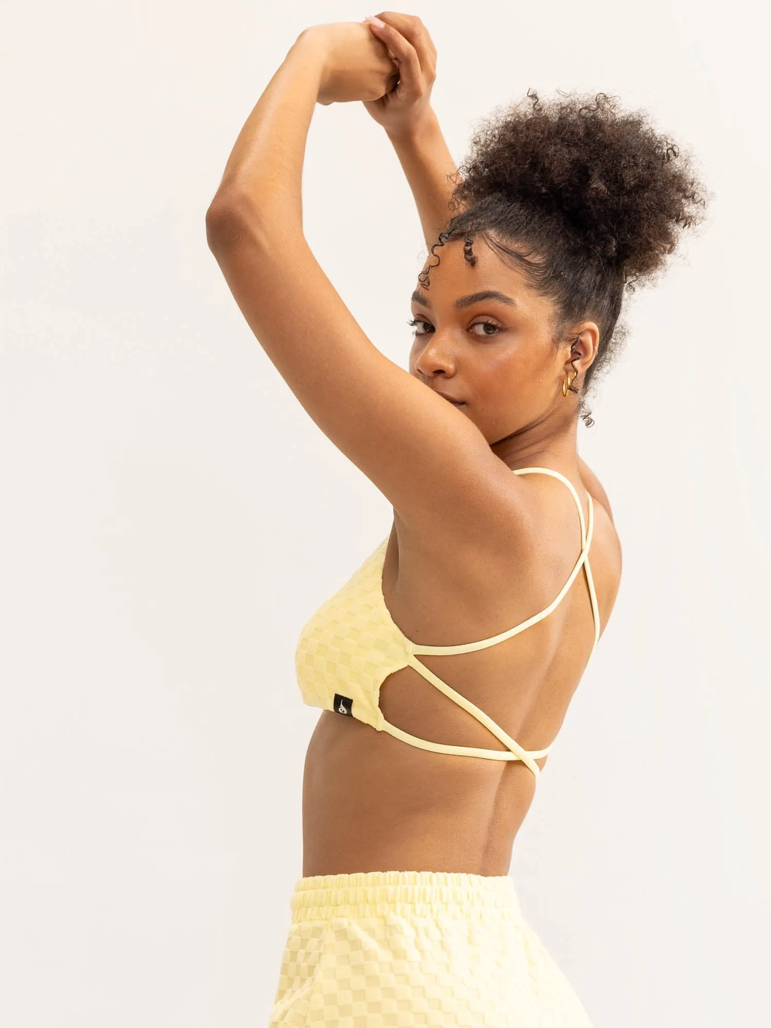 Terry Towelling Sports Crop - Lemon