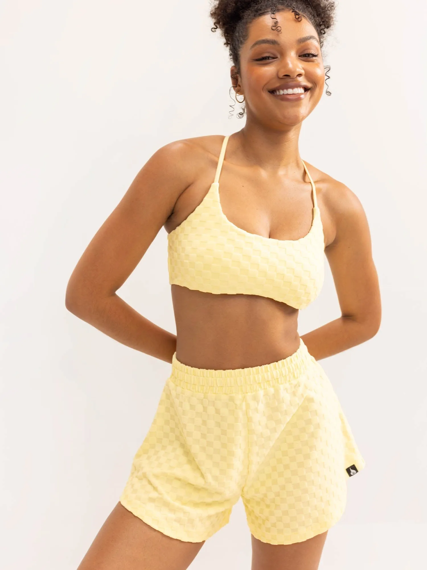 Terry Towelling Sports Crop - Lemon