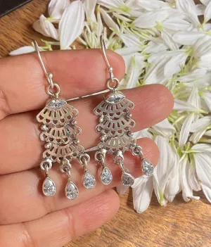 The Aarush Silver Gemstone Earrings (White)