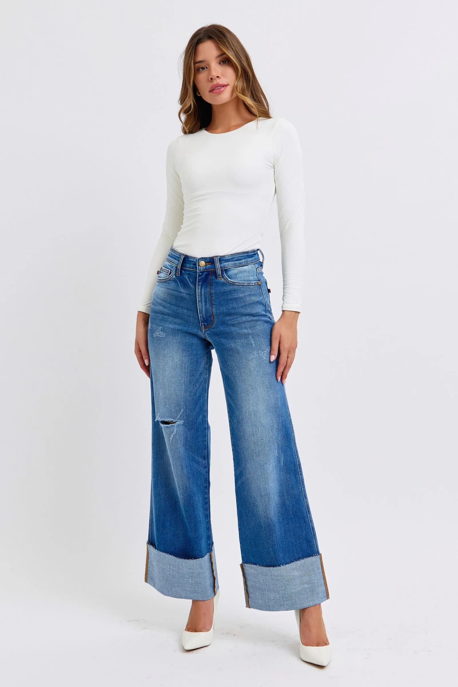 The Ellie- Judy Blue Wide Leg Jeans