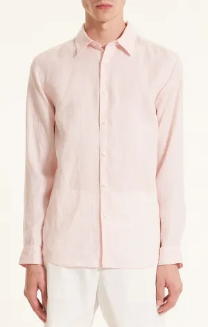 Theory Irving Shirt in Relaxed Linen - Pale Pink