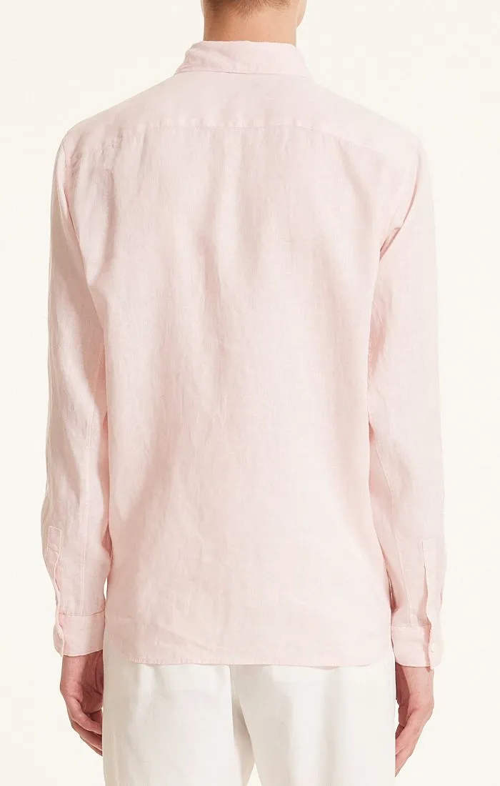 Theory Irving Shirt in Relaxed Linen - Pale Pink
