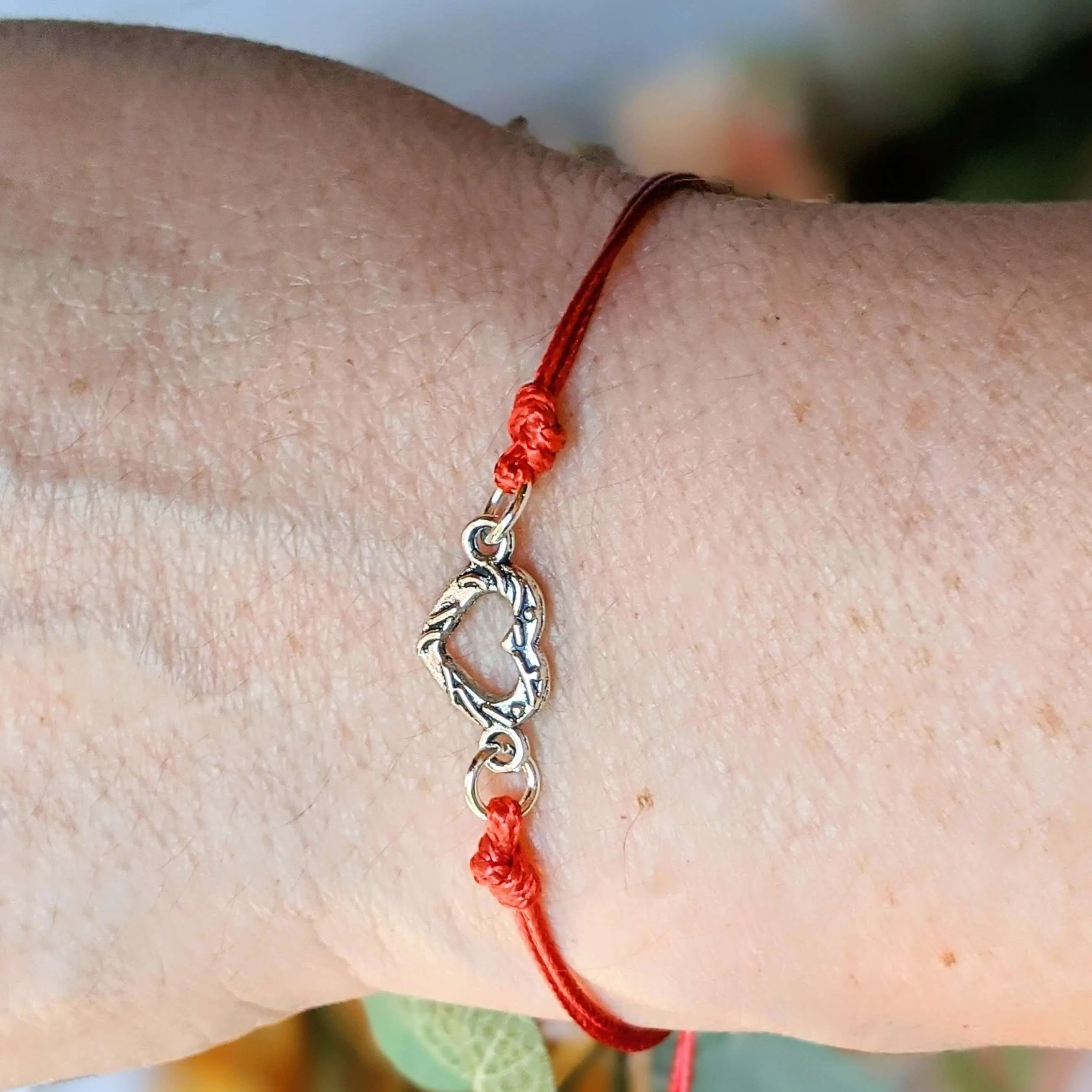 Tiny Heart Waxed Cord surfer Bracelet