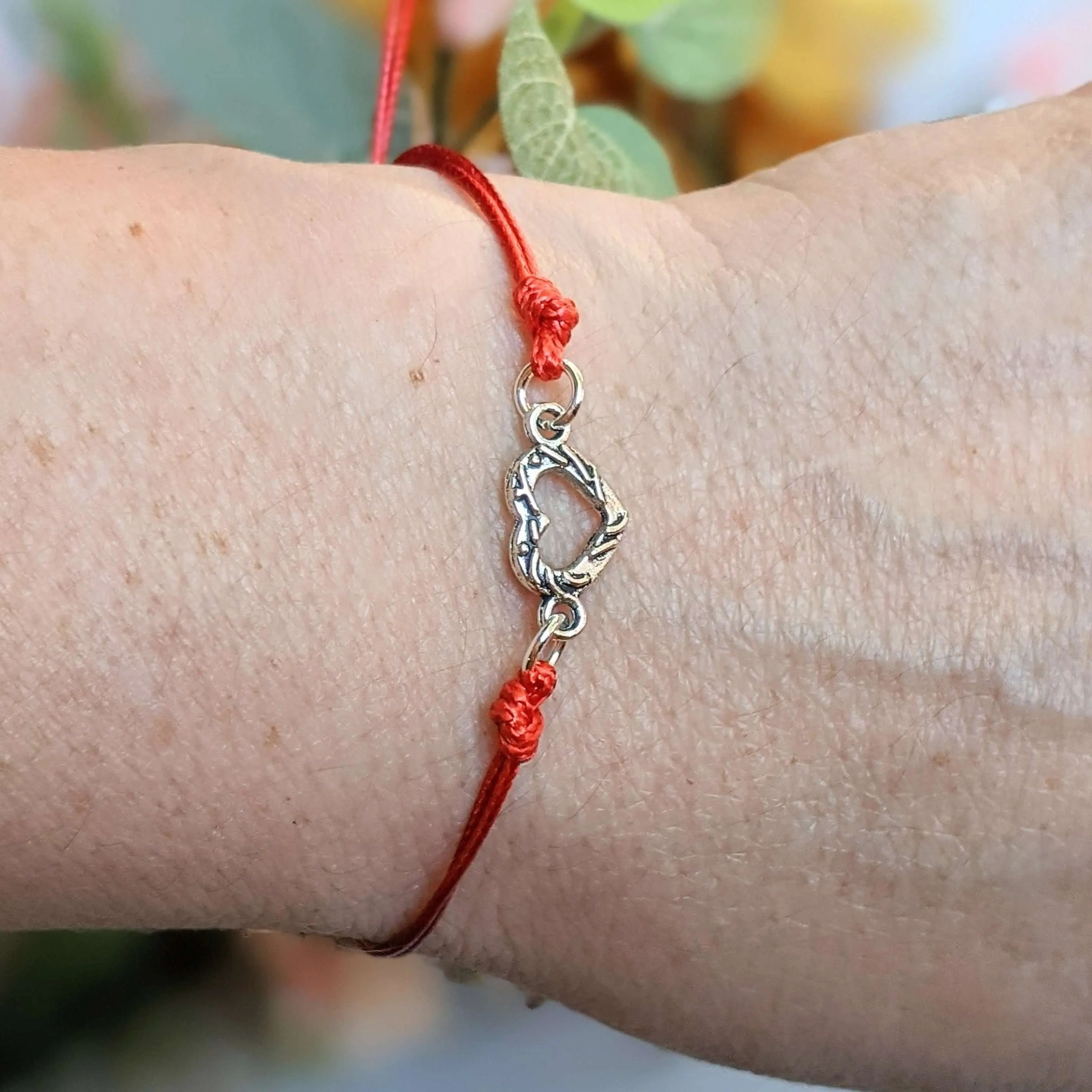 Tiny Heart Waxed Cord surfer Bracelet