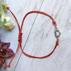 Tiny Heart Waxed Cord surfer Bracelet