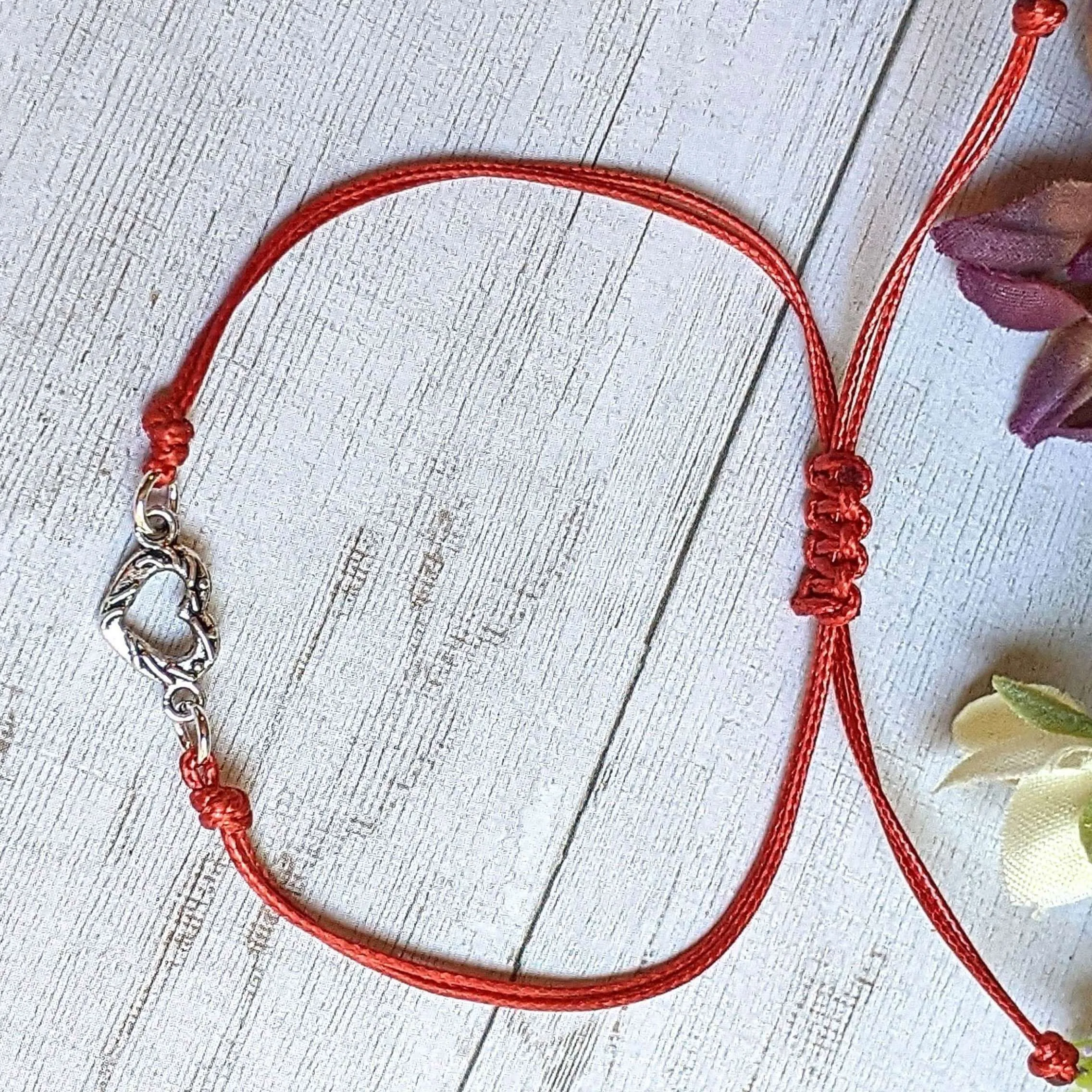 Tiny Heart Waxed Cord surfer Bracelet