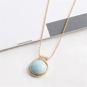 Turquoise & 18K Gold-Plated Round Pendant Necklace