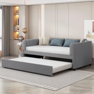 Twin Size Daybed Upholstered Daybeds with Ergonomic Design Backrest