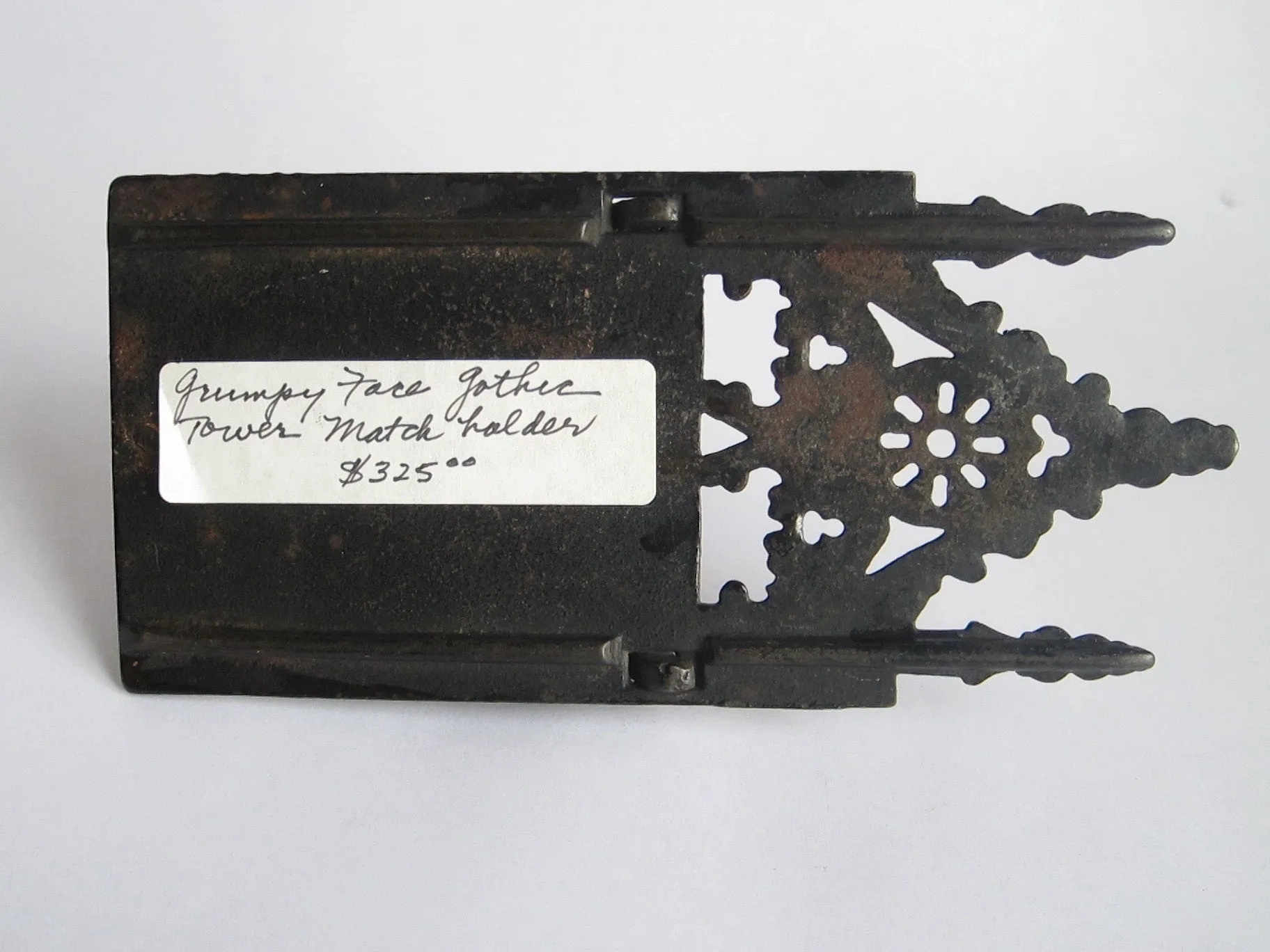 Victorian Cast Iron Grumpy Face Match Holder