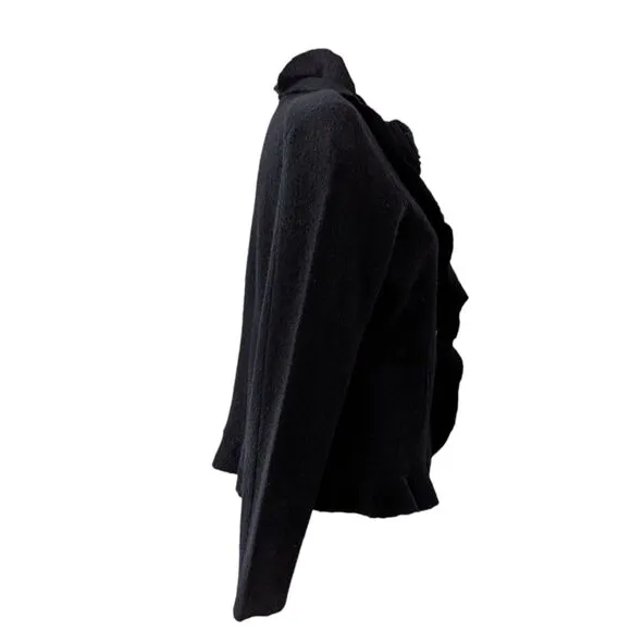 Vintage ALISON SHERI Sz M Black Boiled Wood Witchy Whimsy Goth Boho Cardigan EUC