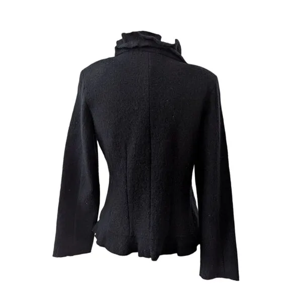 Vintage ALISON SHERI Sz M Black Boiled Wood Witchy Whimsy Goth Boho Cardigan EUC