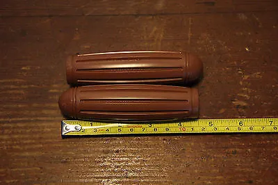 Vintage Bicycle Bike Handlebar Grips Rubber Brown