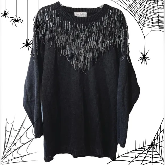 Vintage Black Gothic Sweater 🔲🤍🦇
