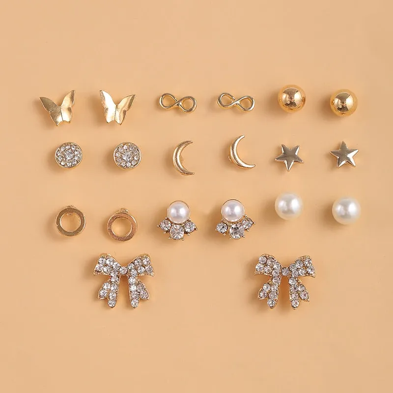 Vintage Bohemian Cubic Zirconia Stud Earrings Set by 17KM