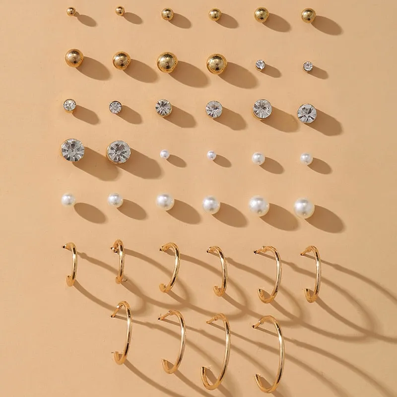 Vintage Bohemian Cubic Zirconia Stud Earrings Set by 17KM