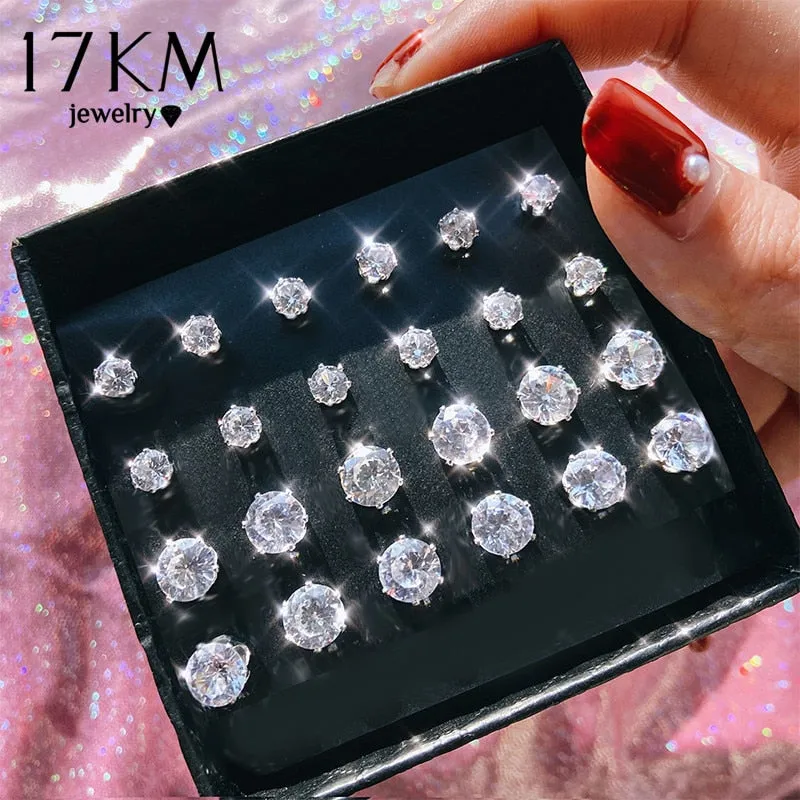 Vintage Bohemian Cubic Zirconia Stud Earrings Set by 17KM