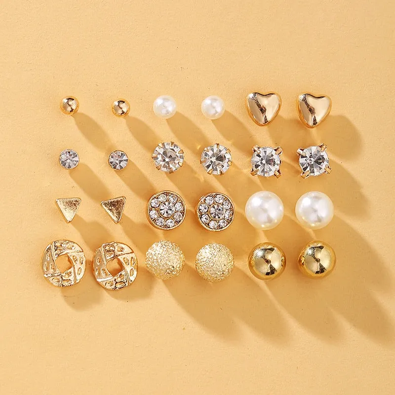 Vintage Bohemian Cubic Zirconia Stud Earrings Set by 17KM