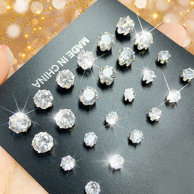 Vintage Bohemian Cubic Zirconia Stud Earrings Set by 17KM