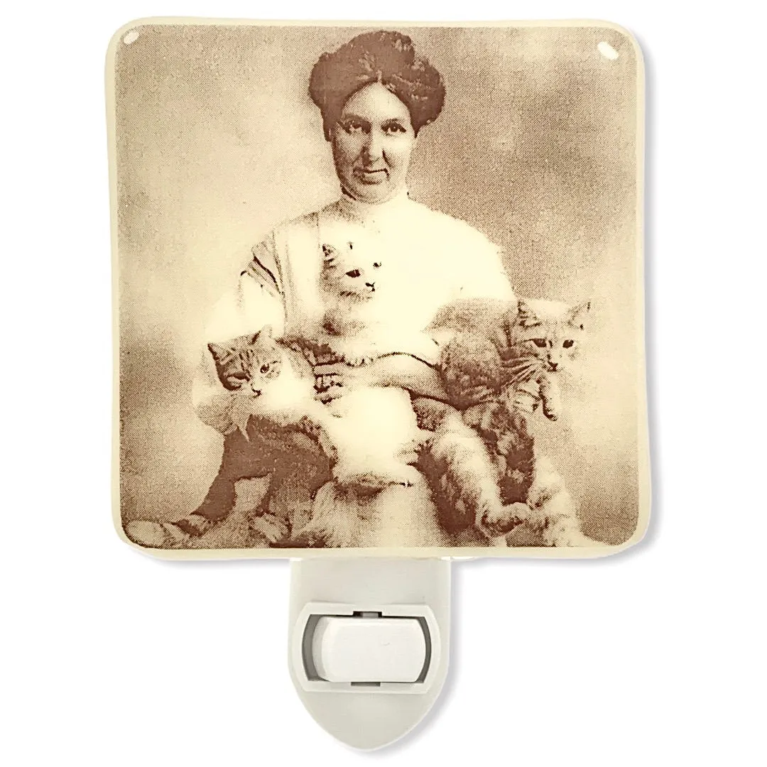 Vintage Cat Lady Photo Night Light