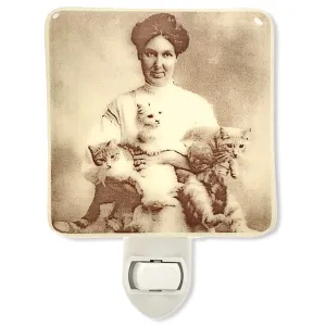 Vintage Cat Lady Photo Night Light