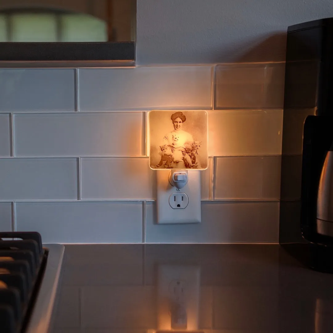 Vintage Cat Lady Photo Night Light