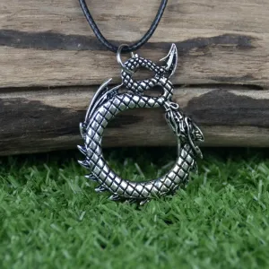 Vintage Dragon Pendant Necklace Totem Gothic Jewelry