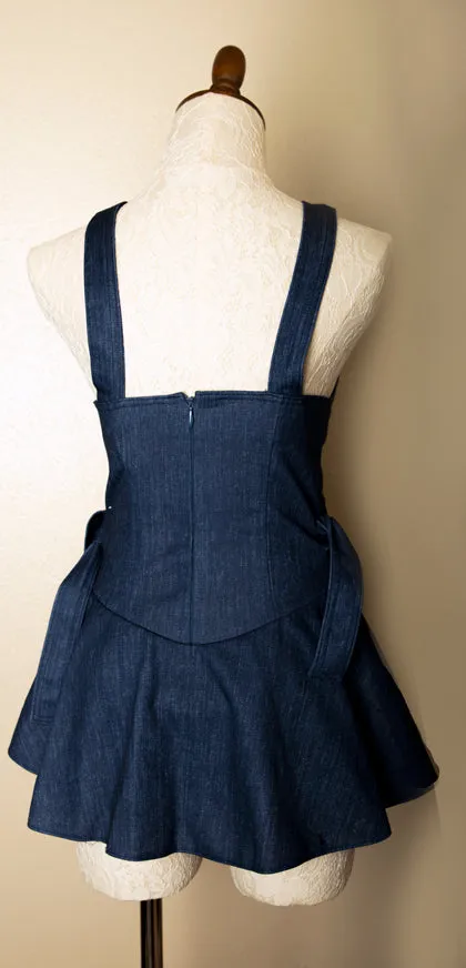 Vintage Faux Blue Jeans Mini Romper Vintage Style Size Small/Medium