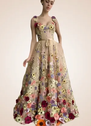 Vintage Floral Lace Steampunk Dress
