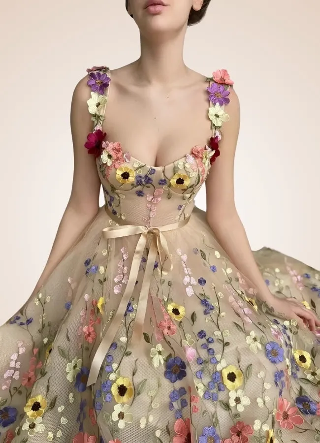 Vintage Floral Lace Steampunk Dress