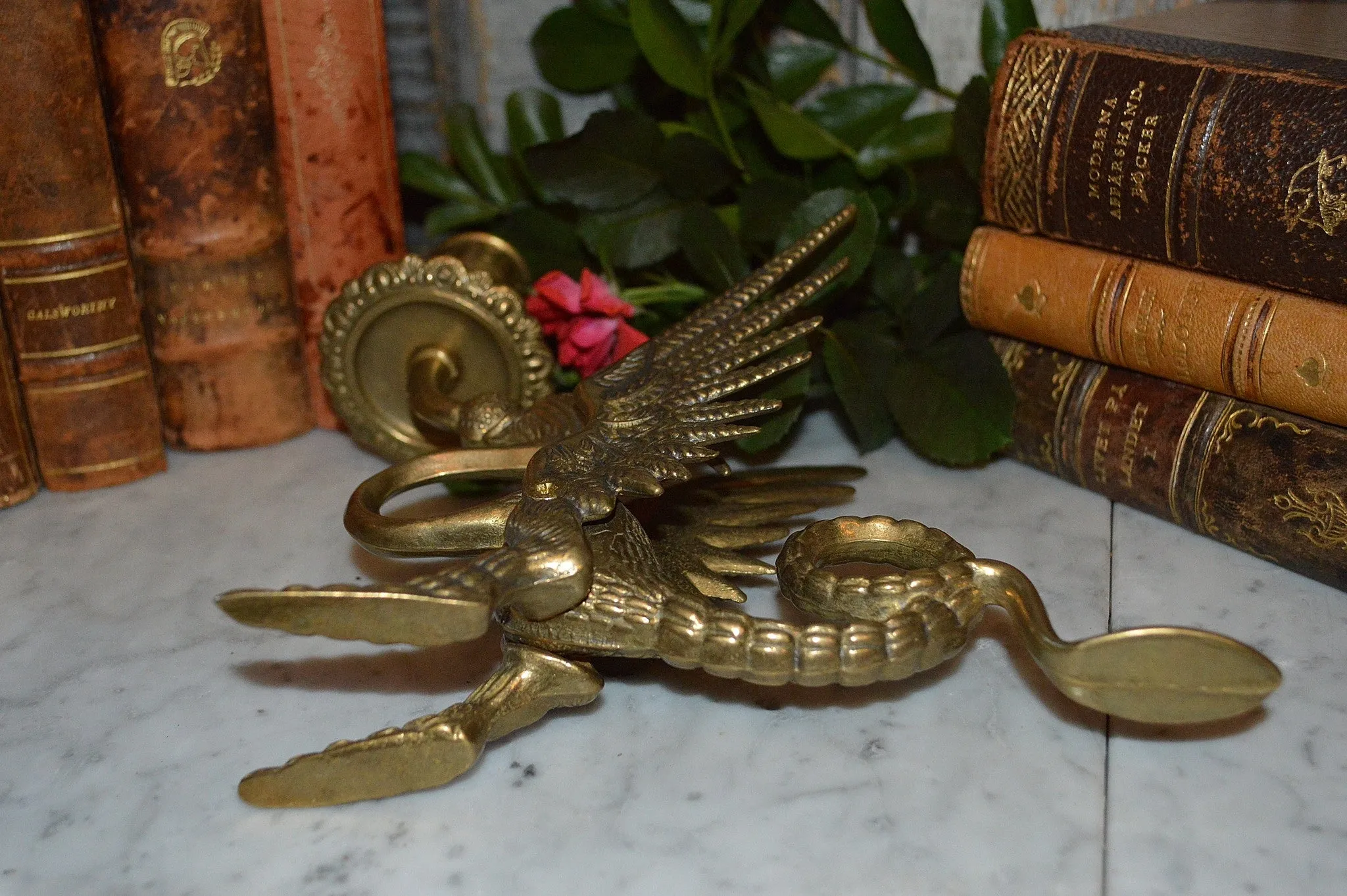 Vintage French Griffin Brass Candle Holder Dragon Gothic Candlestick