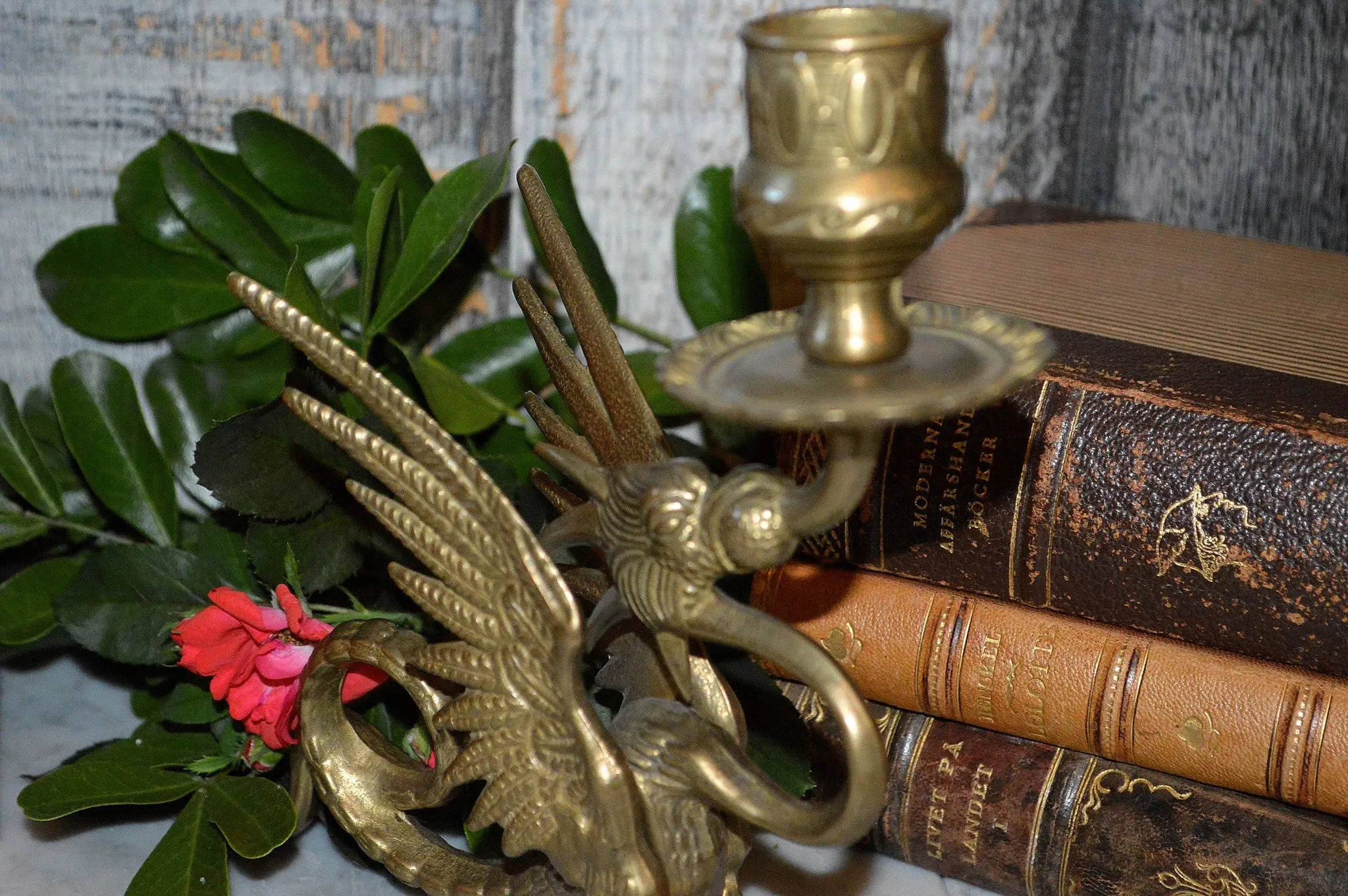 Vintage French Griffin Brass Candle Holder Dragon Gothic Candlestick