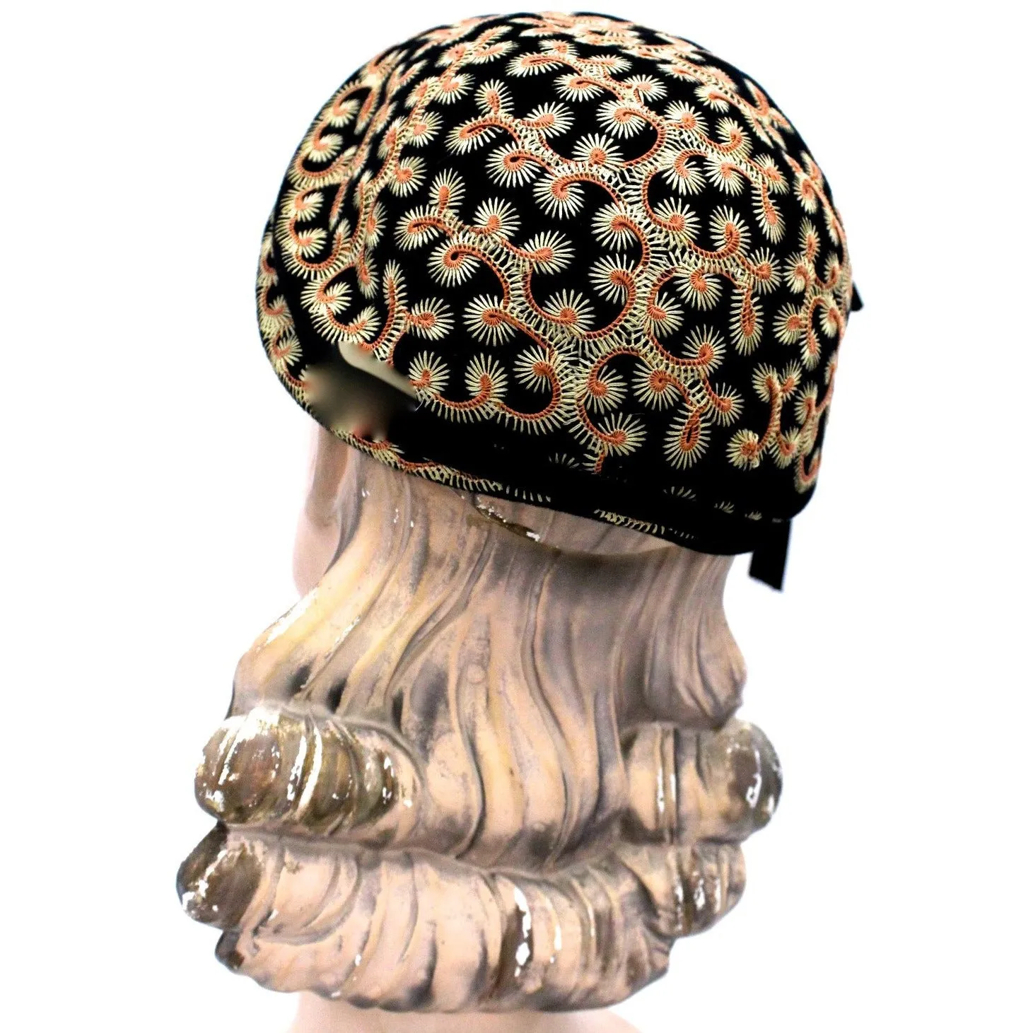 Vintage Hat Jack O'Connell Russ Russell Embroidered Black / Copper 1950S