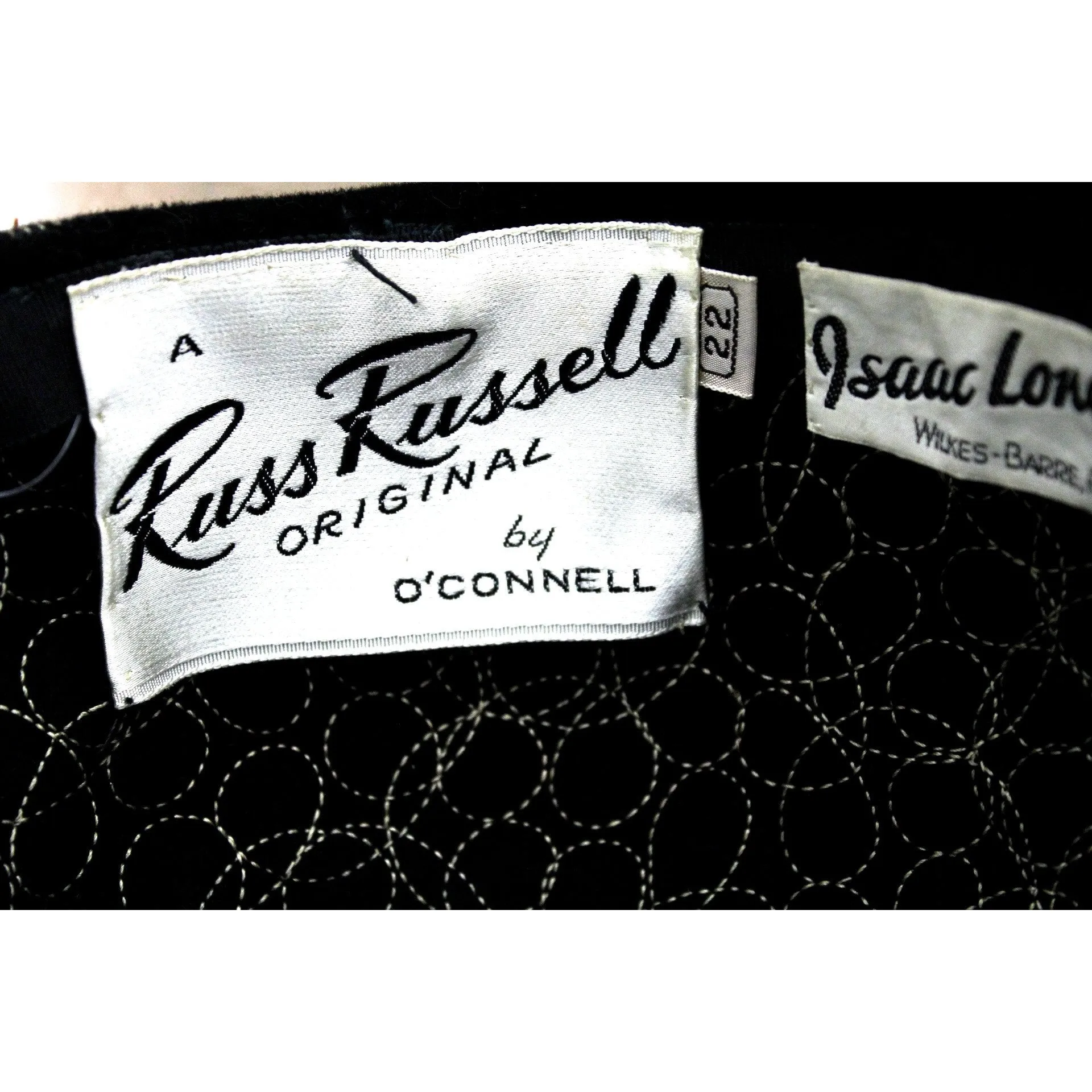Vintage Hat Jack O'Connell Russ Russell Embroidered Black / Copper 1950S