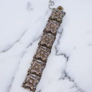 Vintage Napier Repousse Square Panel Link Bracelet