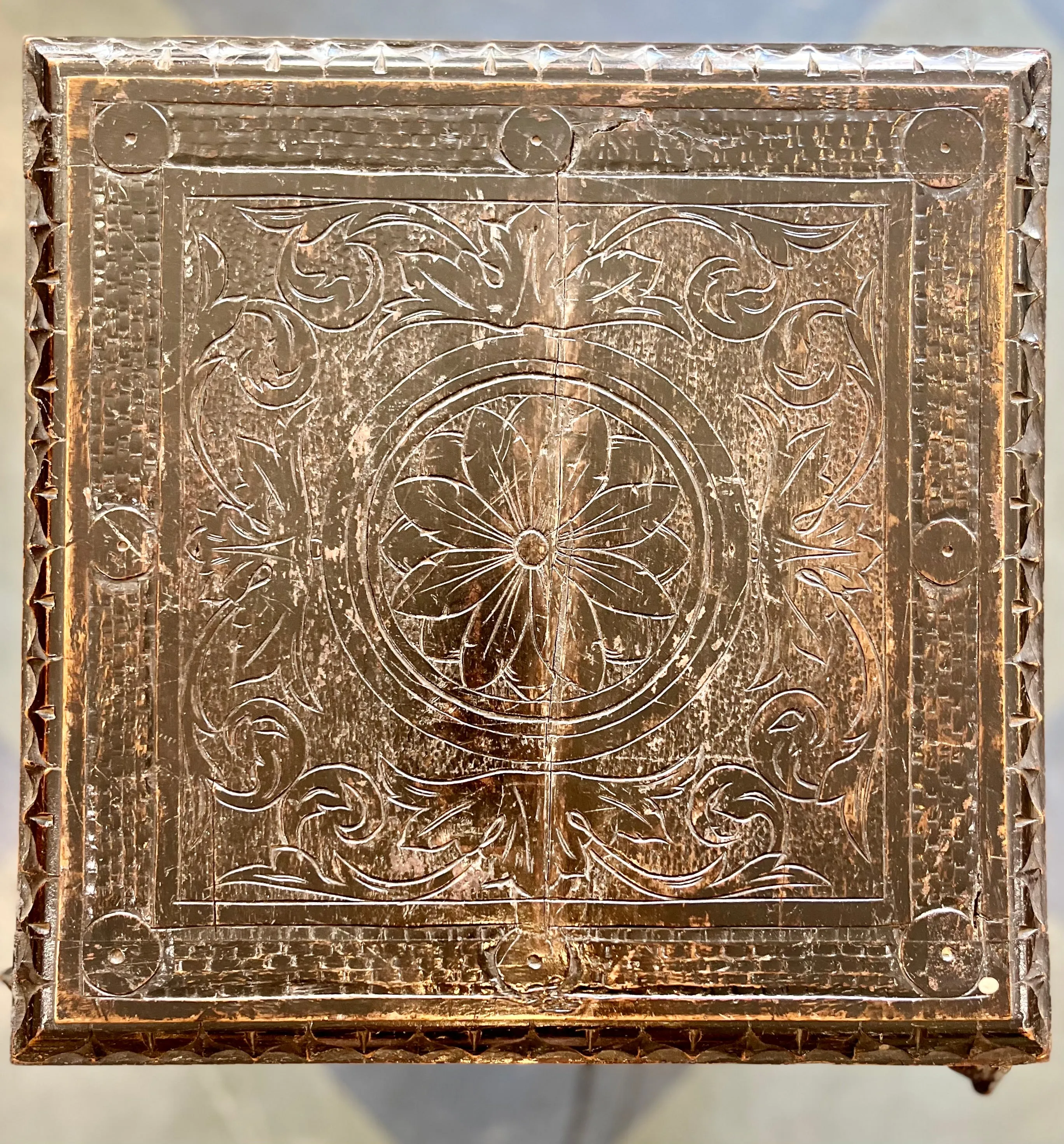 Vintage Ornate Wood Carved Dragon Table