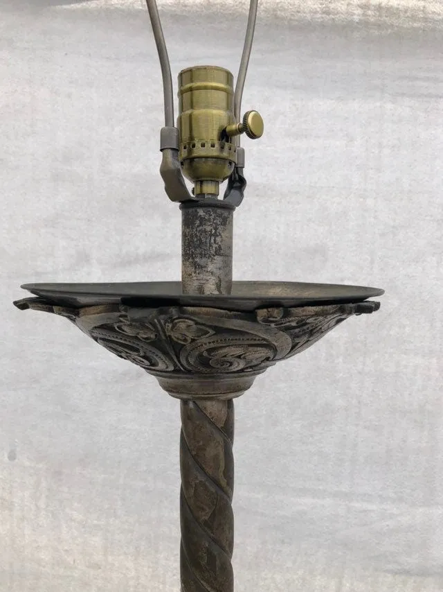 Vintage Pair of Altar Church Gothic Catholic Candle Stick Holder Lamps