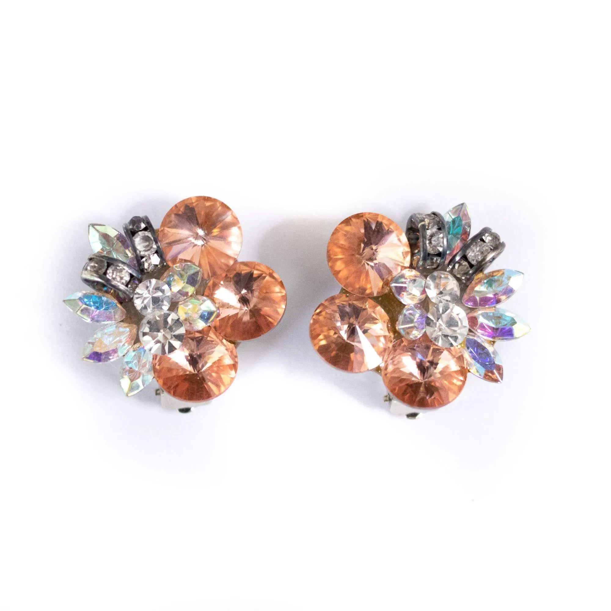 Vintage Pearl and Pink Rhinestone Statement Earrings