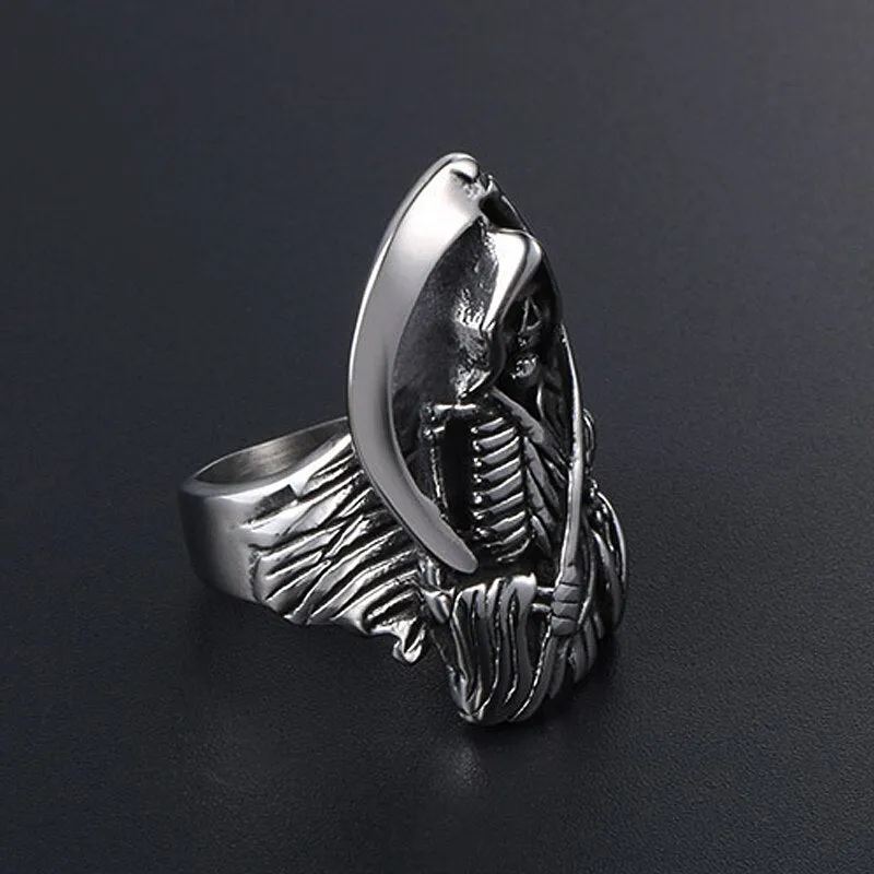 Vintage Punk Gothic Sickle Skull Ring