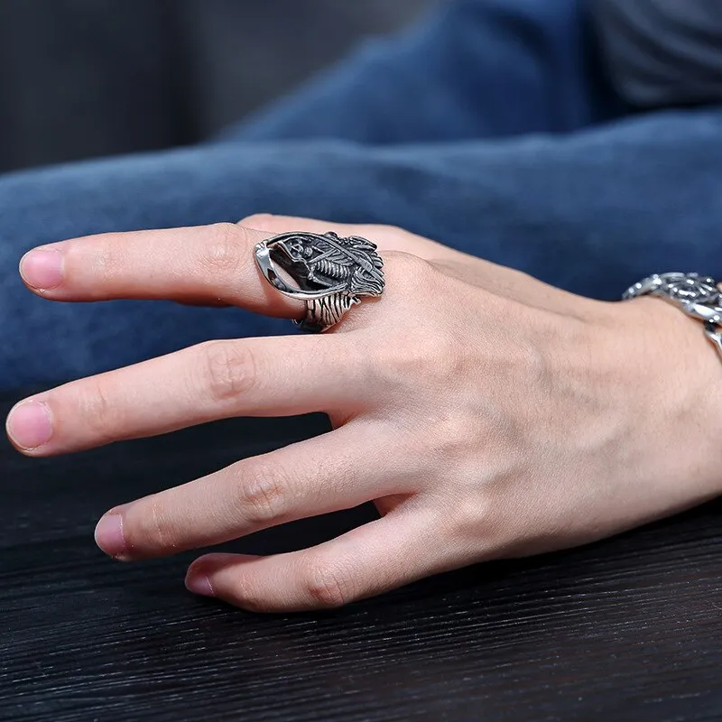 Vintage Punk Gothic Sickle Skull Ring