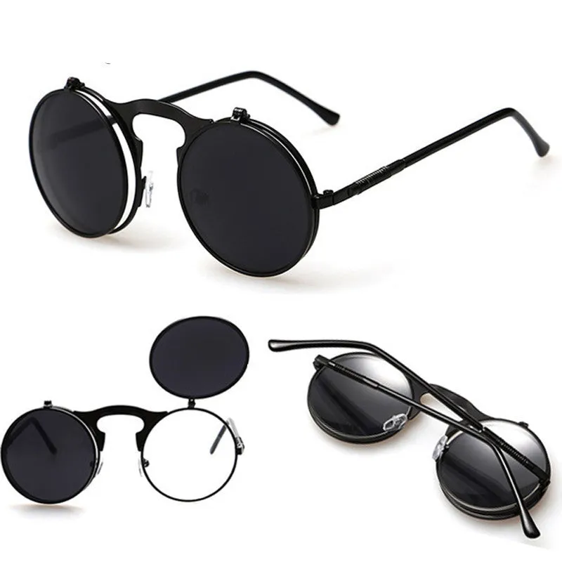 Vintage Steampunk Sunglasses Round Designer Steam Punk Metal Glasses Women And Men Retro Circle Sun Glasses